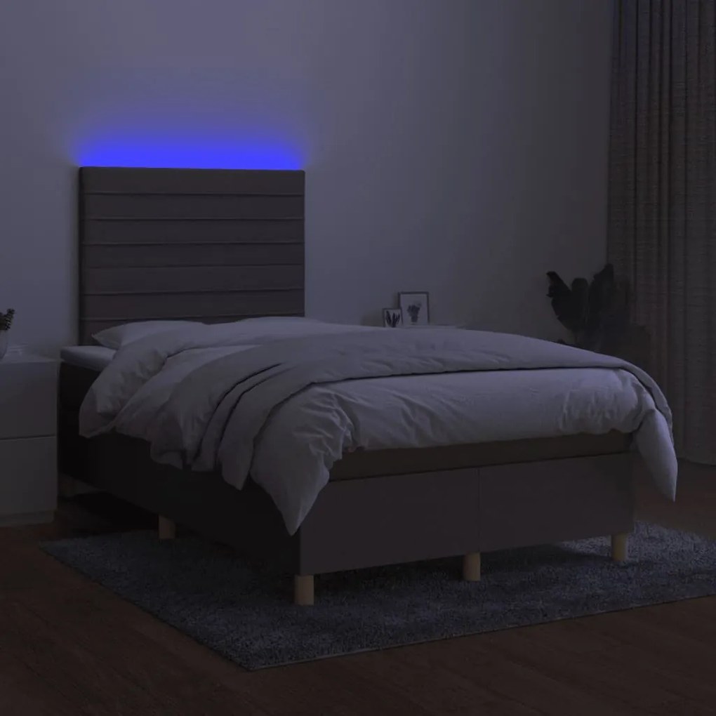 ΚΡΕΒΑΤΙ BOXSPRING ΜΕ ΣΤΡΩΜΑ &amp; LED TAUPE 120X190 ΕΚ. ΥΦΑΣΜΑΤΙΝΟ 3270257