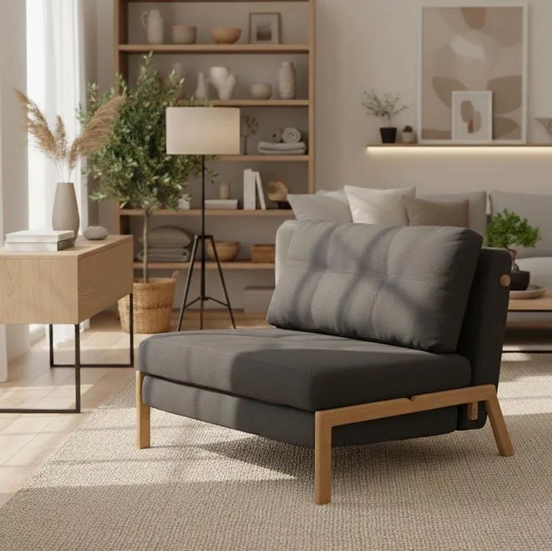 Πολυθρόνα-κρεβάτι Fancy με ύφασμα ανθρακί 95x98x70εκ 95x98x70 εκ.