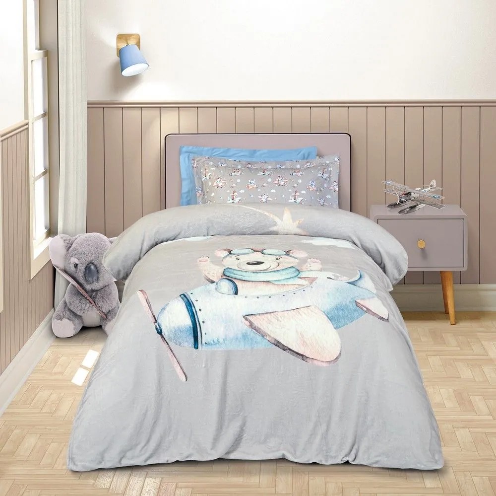 Κουβέρτα Παιδική 8851 Fleece Grey-Blue Greenwich Polo Club Μονό 160x220cm Πολυέστερ