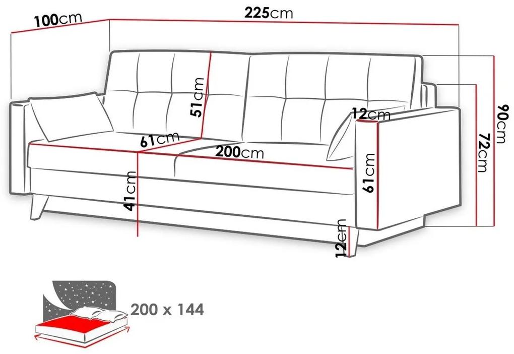 Καναπές κρεβάτι Columbus 113, Αριθμός θέσεων: 4, Αποθηκευτικός χώρος, 90x225x100cm, 91 kg, Πόδια: Ξύλο, Ξύλο: Πεύκο | Epipla1.gr