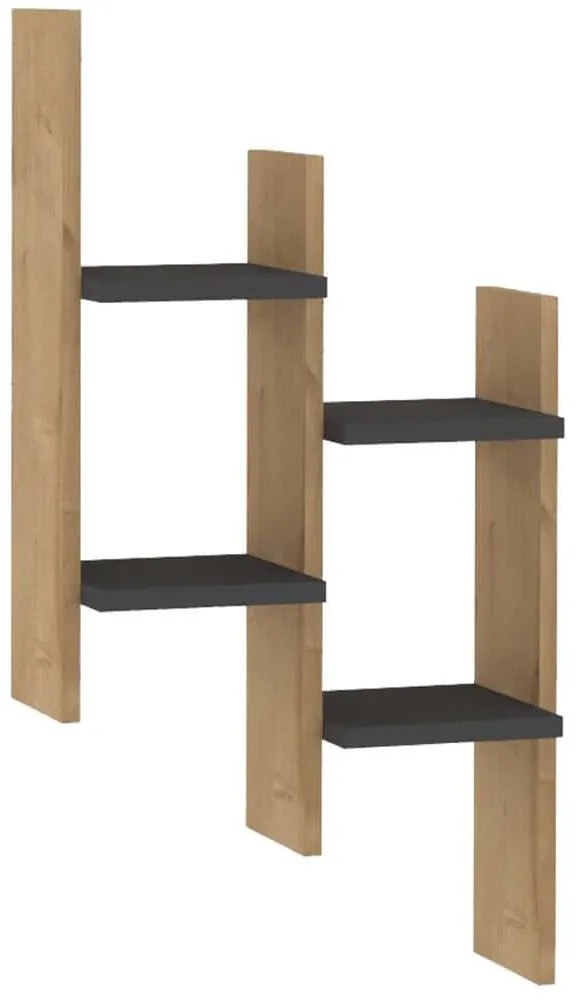 Ραφιέρα Τοίχου Su 835PUQ1653 49,4x14,5x85cm Oak-Anthracite