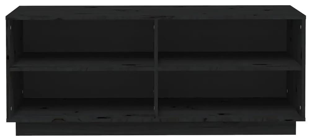 vidaXL Παπουτσοθήκη Μαύρη 110 x 34 x 45 εκ. από Μασίφ Ξύλο Πεύκου