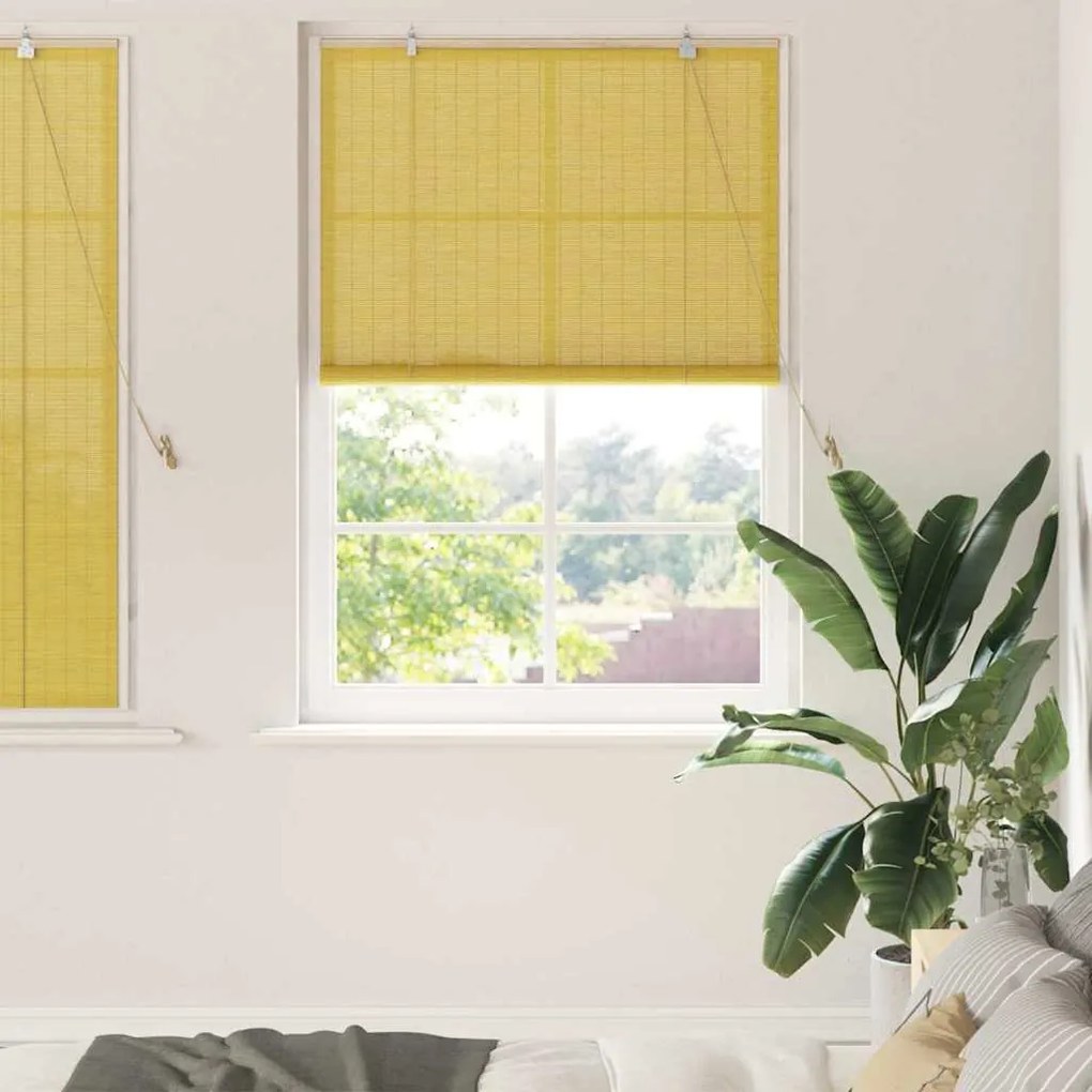 vidaXL Ρολά και Σκίες Παραθύρων Κίτρινο 120 x 160 cm Μπαμπού
