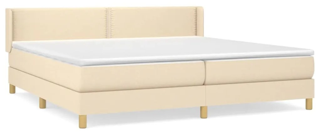 vidaXL Κρεβάτι Boxspring με Στρώμα Κρεμ 200x200 εκ. Υφασμάτινο