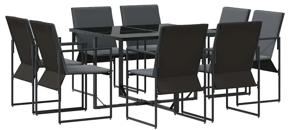 vidaXL Σέτ φαγητού για κήπο 9 pcs Μαύρο Ατσάλι