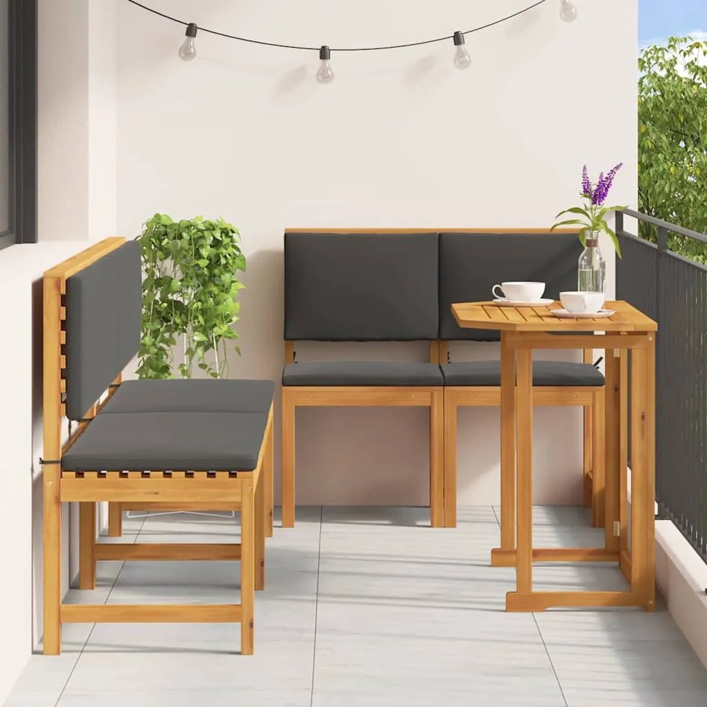 vidaXL Σετ Μπιστρό Κήπου 5 pcs Καφέ Μασίφ ξύλο ακακίας