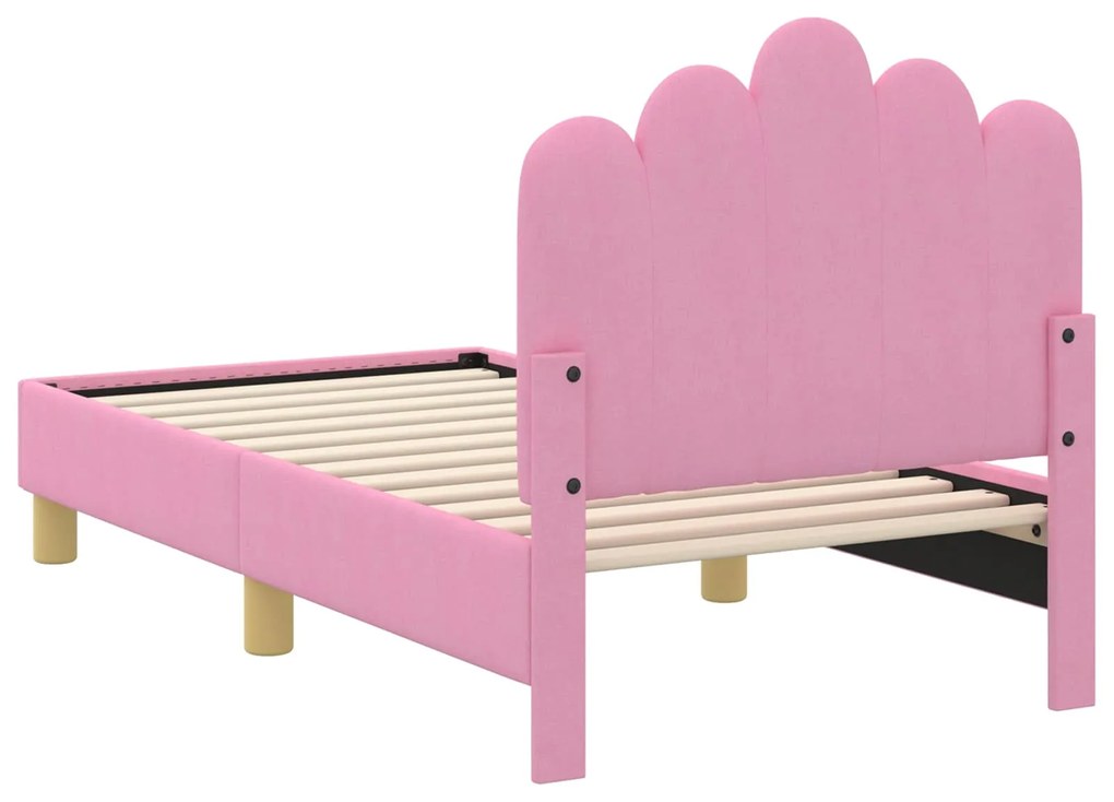 vidaXL Κρεβατική βάση για παιδιά με προσκέφαλο Ροζ 70 x 140 cm ύφασμα