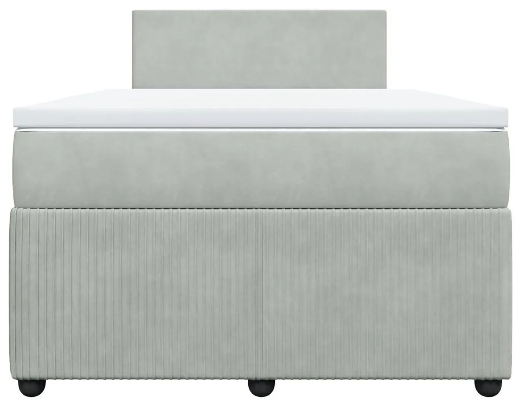 Κρεβάτι Boxspring με Στρώμα Ανοιχτό Γκρι 120x200 εκ. Βελούδινο - Γκρι