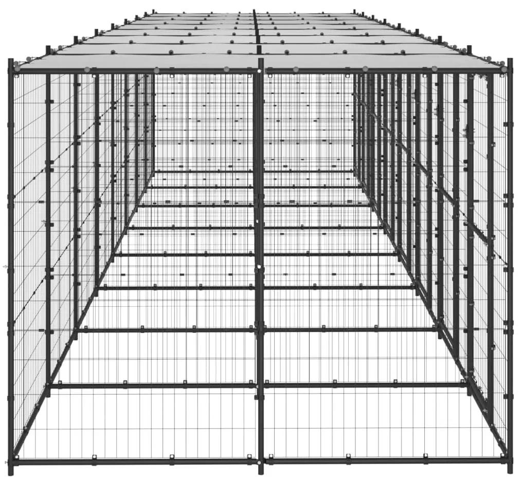 Κλουβί Σκύλου Εξωτ. Χώρου με Στέγαστρο 19,36 μ² από Ατσάλι - Μαύρο