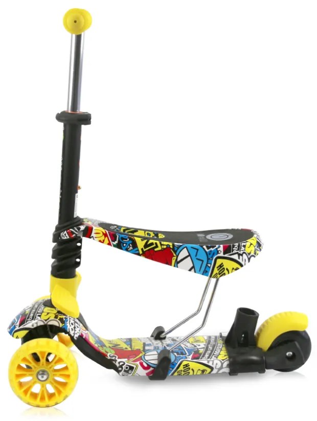Παιδικό πατίνι Draxter Plus Scooter με κάθισμα και χειρολαβή γονέα Graffiti Smile 10390140019 Lorelli