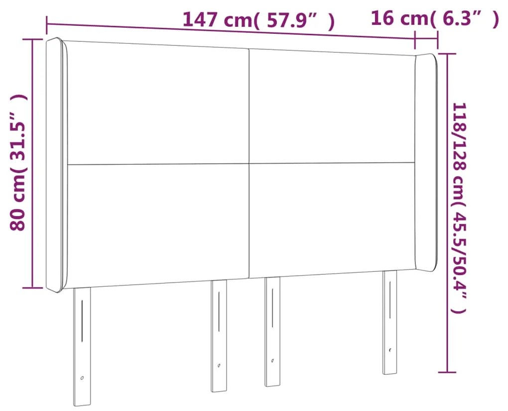 vidaXL Κεφαλάρι Κρεβατιού LED Σκούρο Πράσινο 147x16x118/128 εκ