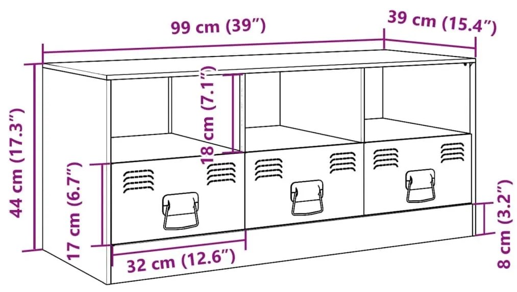 Έπιπλο Τηλεόρασης Ανθρακί 99x39x44 εκ. από Χάλυβα - Ανθρακί