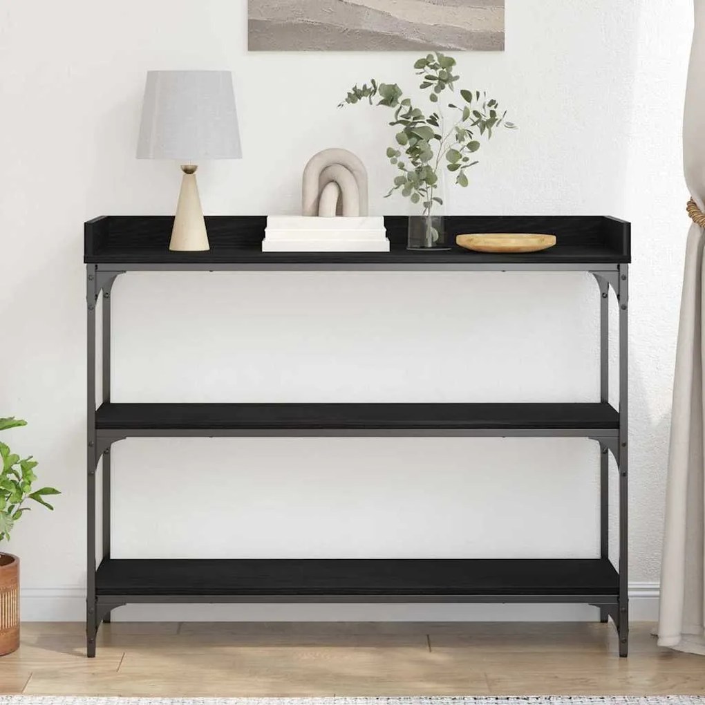 vidaXL Τραπέζι Κονσόλας με ράφι Μαύρη δρυς 100 x 30 x 80 εκατοστά