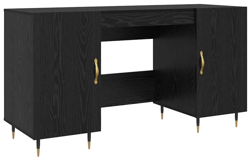 vidaXL Γραφείο με ράφι Μαύρη δρυς 140 x 50 x 75 εκ. Επεξεργασμένο ξύλο
