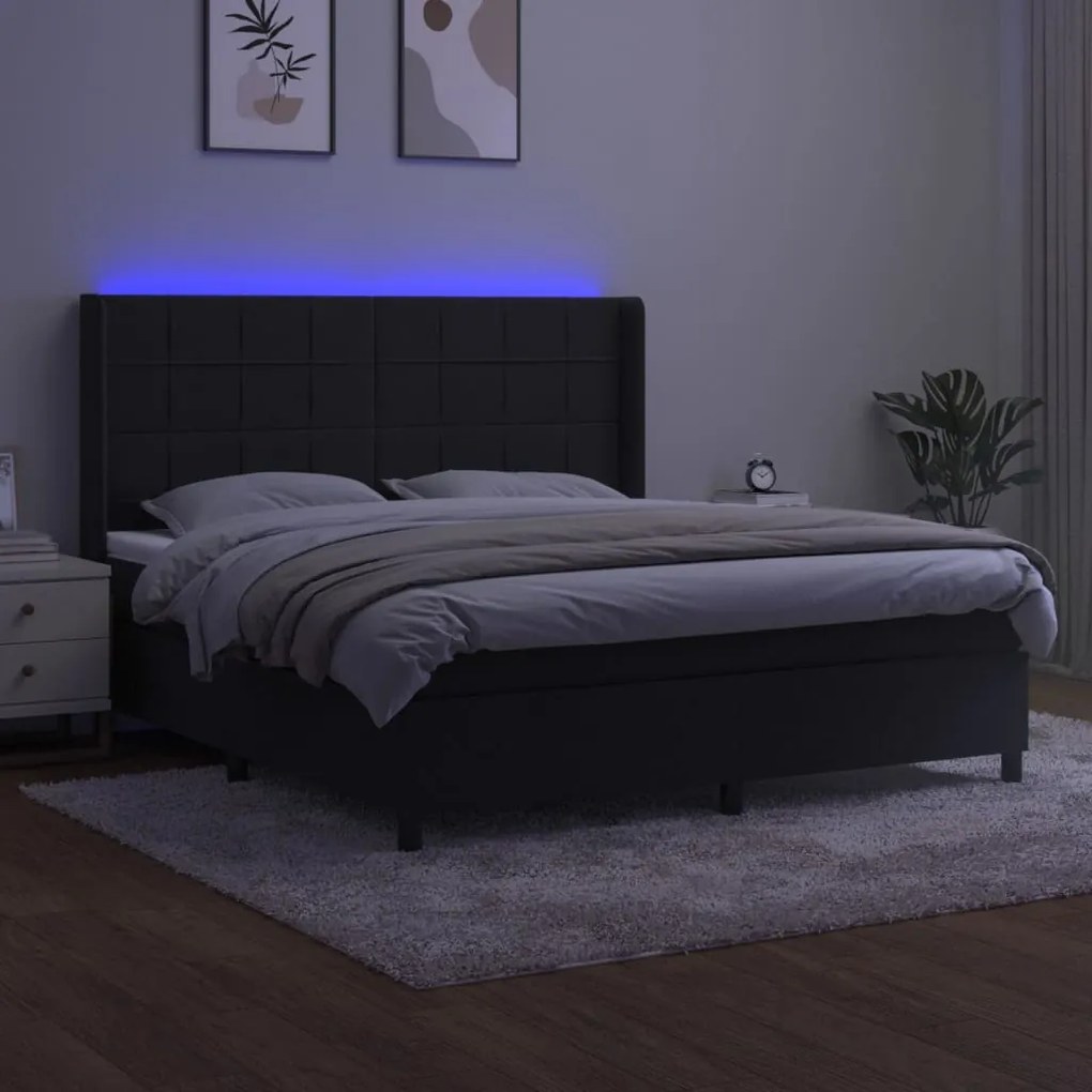 ΚΡΕΒΑΤΙ BOXSPRING ΜΕ ΣΤΡΩΜΑ &amp; LED ΜΑΥΡΟ 180X200 ΕΚ. ΒΕΛΟΥΔΙΝΟ 3139579