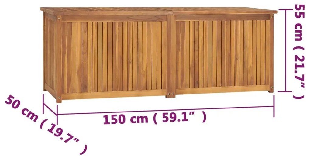 Μπαούλο Κήπου 150 x 50 x 55 εκ. από Μασίφ Ξύλο Teak - Καφέ