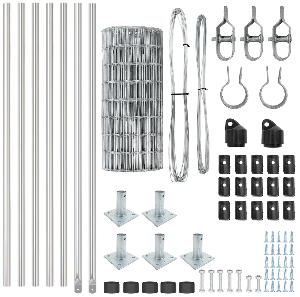 vidaXL Euro Fence με 7 Στήλες με Στεφάνη 0.4x10 μ Γαλβανιζέ Χάλυβα