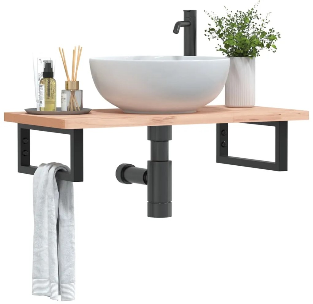 vidaXL Βραχίονες Ραφιών για Νιπτήρα Ορθ. 2 Τεμ. Μαύρο Χάλυβας