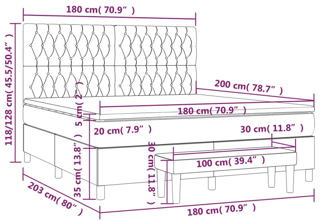 ΚΡΕΒΑΤΙ BOXSPRING ΜΕ ΣΤΡΩΜΑ ΚΡΕΜ 180X200 ΕΚ. ΥΦΑΣΜΑΤΙΝΟ 3136858