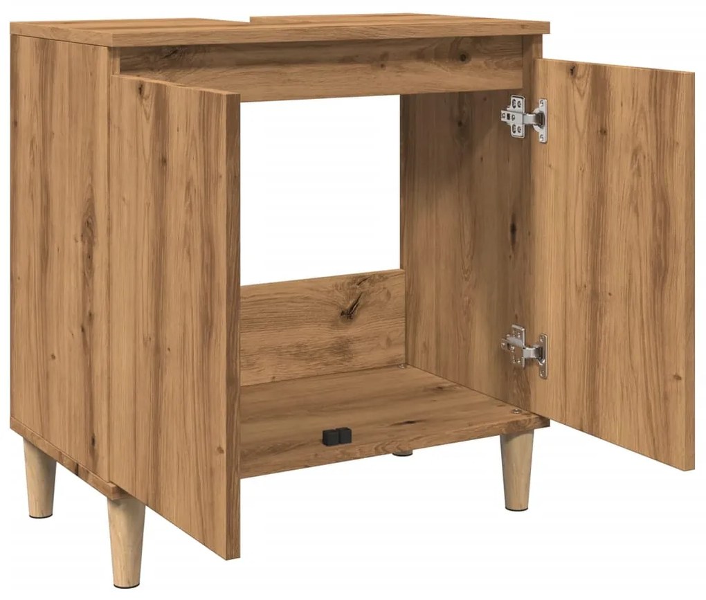 Ντουλάπι Νιπτήρα τεχνίτης Δρυς 58x33x60 εκ. Επεξεργασμένο Ξύλο - Καφέ