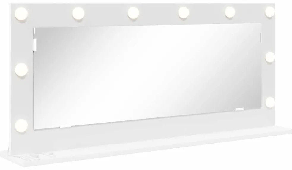 vidaXL Καθρέφτης τουαλέτας με φώτα λωρίδας LED Λευκό 100 x 45 x 18 εκ.