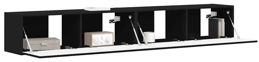 vidaXL Ντουλάπι Τηλεόρασης Τοίχου 2 pcs Μαύρο 60 x 31 x 29.5 εκ