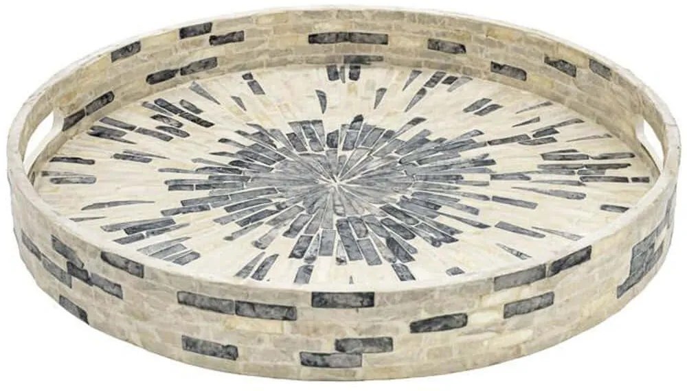 Διακοσμητικός Δίσκος Με Κοχύλια 944-124-007 40x40x4cm Grey-White Bamboo