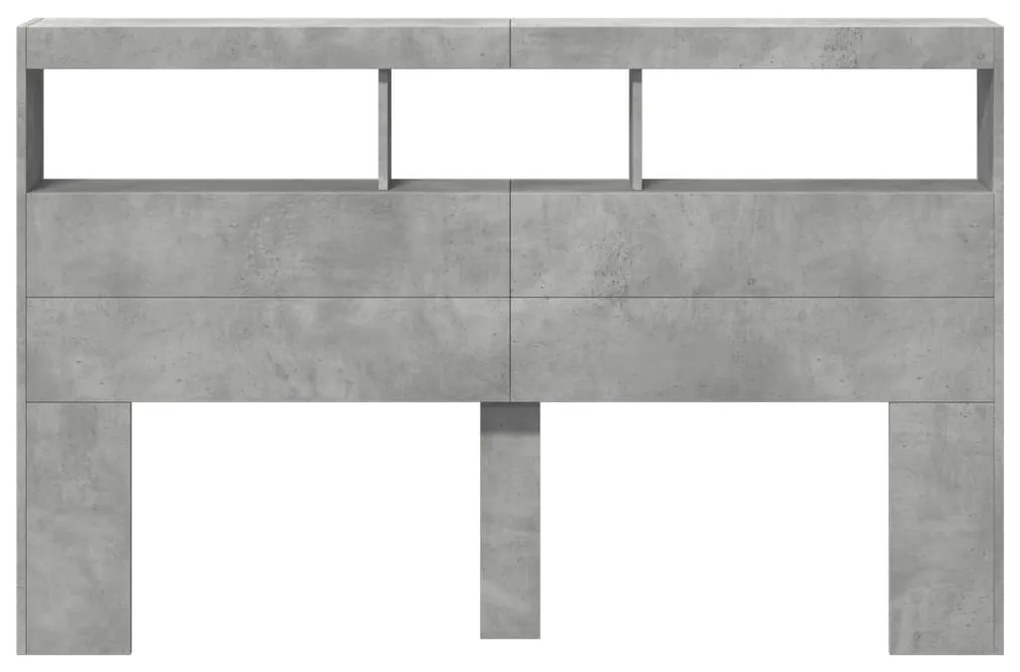 vidaXL Κεφαλάρι με Αποθηκ. Χώρο &amp; LED Γκρι Σκυρ. 160x17x102 εκ.