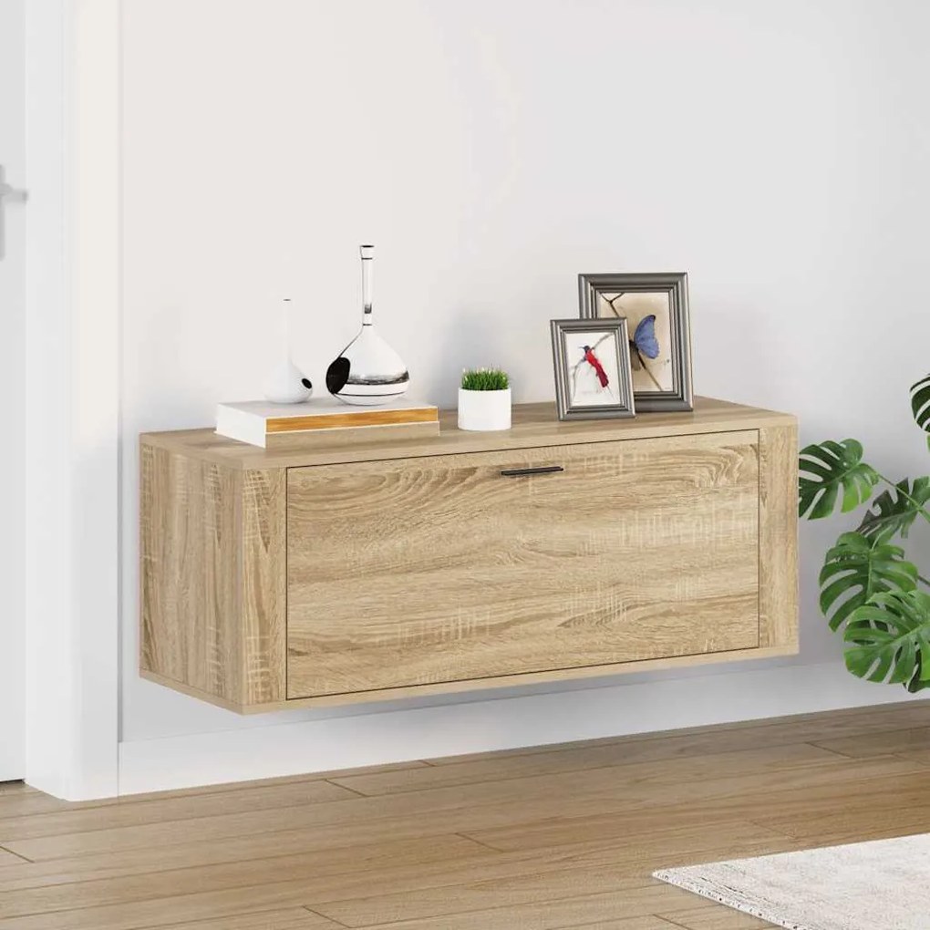 vidaXL Παπουτσοθήκη Επιτοίχια Sonoma Δρυς 100x35x38εκ Επεξ. Ξύλο