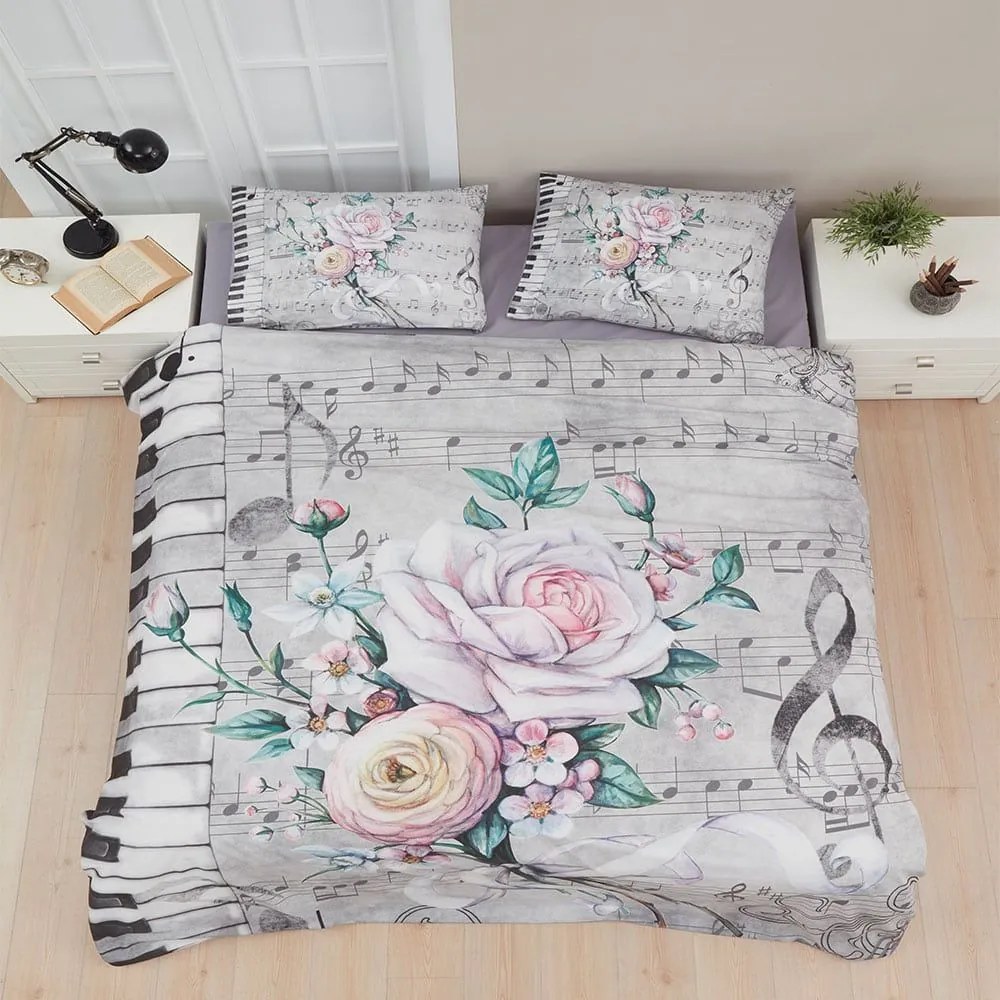 Σεντόνια Μελωδία Σετ 4τμχ Multi Viopros Υπέρδιπλo 100% Cotton