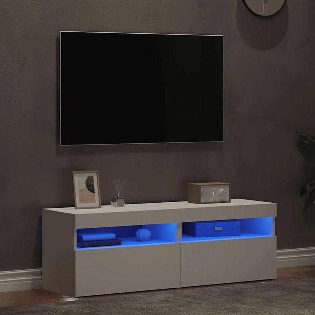 vidaXL Έπιπλα Τηλεόρασης με LED 2 τεμ. Λευκά 60 x 35 x 40 εκ.