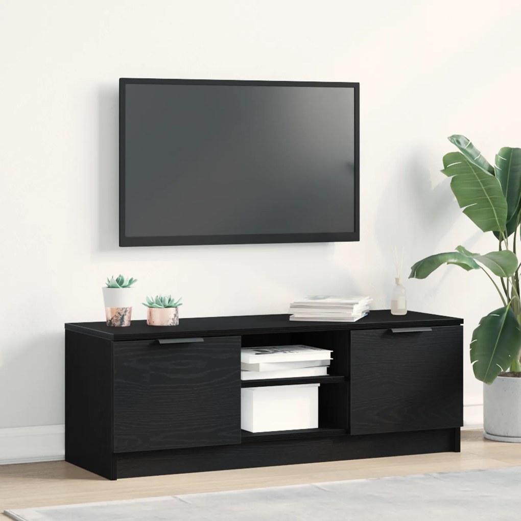 vidaXL Ντουλάπα τηλεόρασης Μαύρο Δρυς 102x35x36,5 εκ Επεξεργασμένο ξύλο