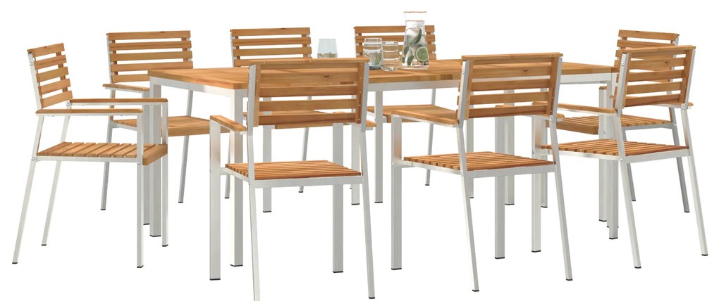 vidaXL Σετ κηπουρικής 9 κομματιών από ξύλο teak και ανοξείδωτο χάλυβα