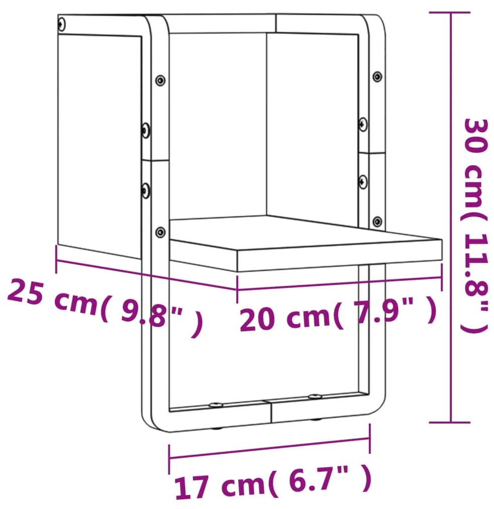 Ράφι Τοίχου με Μπάρα Γκρι Sonoma 20x25x30 εκ. - Γκρι