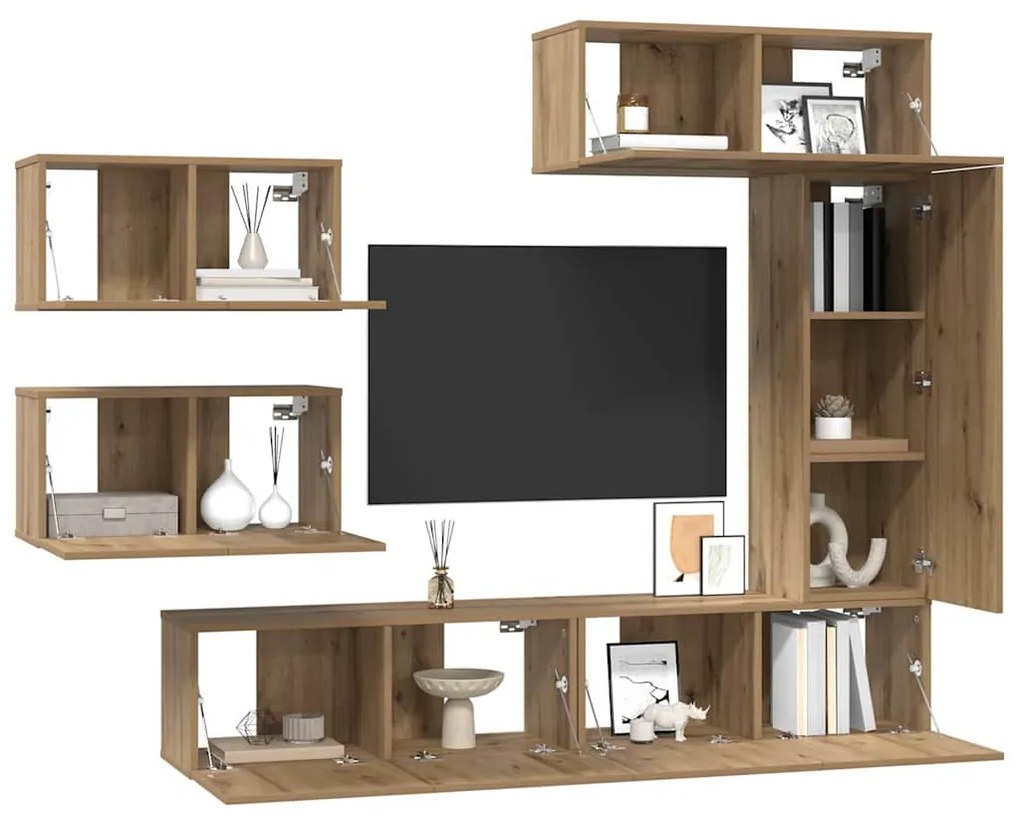 vidaXL Σετ επίπλου τηλεόρασης 6 pcs artisan δρυς 30.5 x 30 x 90 cm