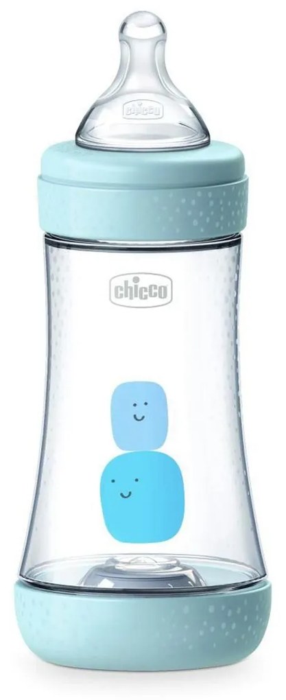 Πλαστικό Μπιμπερό 240ml Με Θηλή Σιλικόνης 2+Μ Chicco Perfect 5 A60-20223-20 Σιέλ