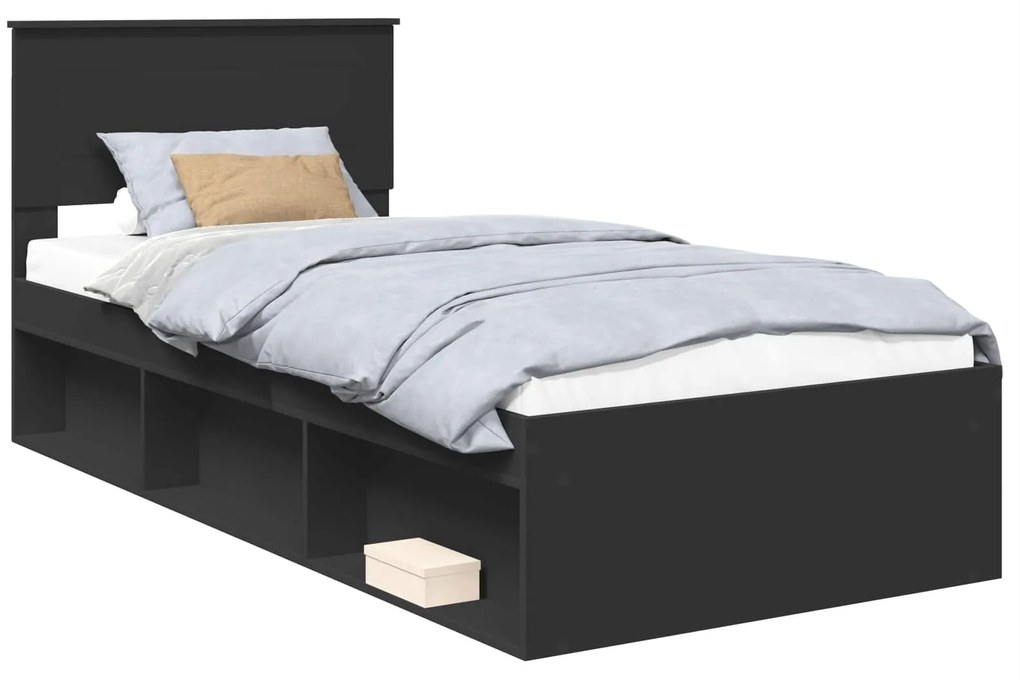 vidaXL Σκελετός Κρεβατιού Μαύρο 100 x 200 cm Επεξεργασμένο ξύλο