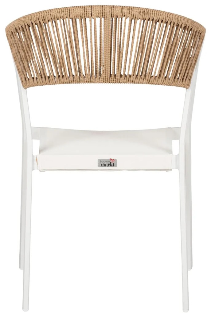 Καρέκλα - Πολυθρόνα MIRI C5891.22 Αλουμινίου Σκελετός - Textline Λευκό και Rattan Μπέζ 57x63x82Υ εκ. 57x63x82 εκ.