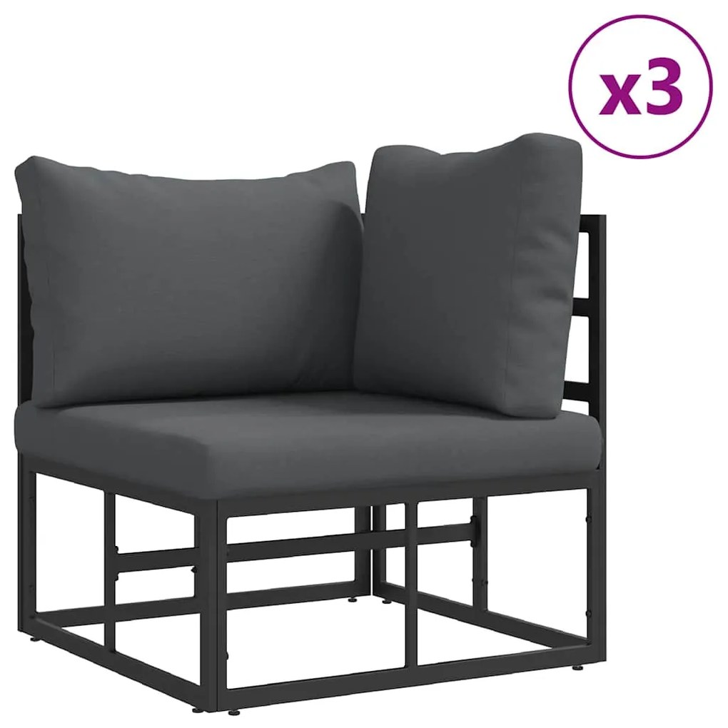 vidaXL Σετ Καναπέ Κήπου με μαξιλάρι 13 pcs Μαύρο Αλουμίνιο