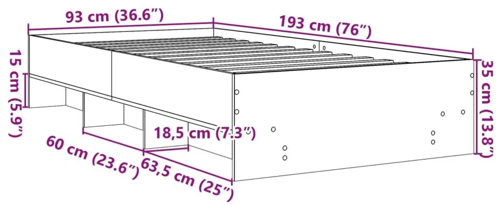 ΠΛΑΙΣΙΟ ΚΡΕΒΑΤΙΟΥ ΜΑΥΡΟ 90 X 190 ΕΚ. ΑΠΟ ΕΠΕΞΕΡΓΑΣΜΕΝΟ ΞΥΛΟ 3295703