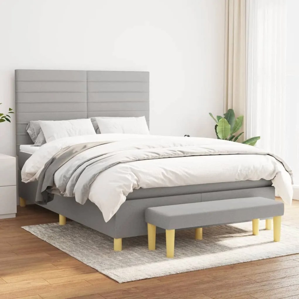 ΚΡΕΒΑΤΙ BOXSPRING ΜΕ ΣΤΡΩΜΑ ΑΝΟΙΧΤΟ ΓΚΡΙ 140X190 ΕΚ. ΥΦΑΣΜΑΤΙΝΟ 3137229