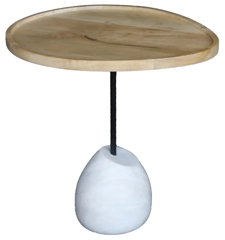 PILEA 56 SIDE TABLE ΦΥΣΙΚΟ ΛΕΥΚΟ 56x43xH56cm - 04-1069