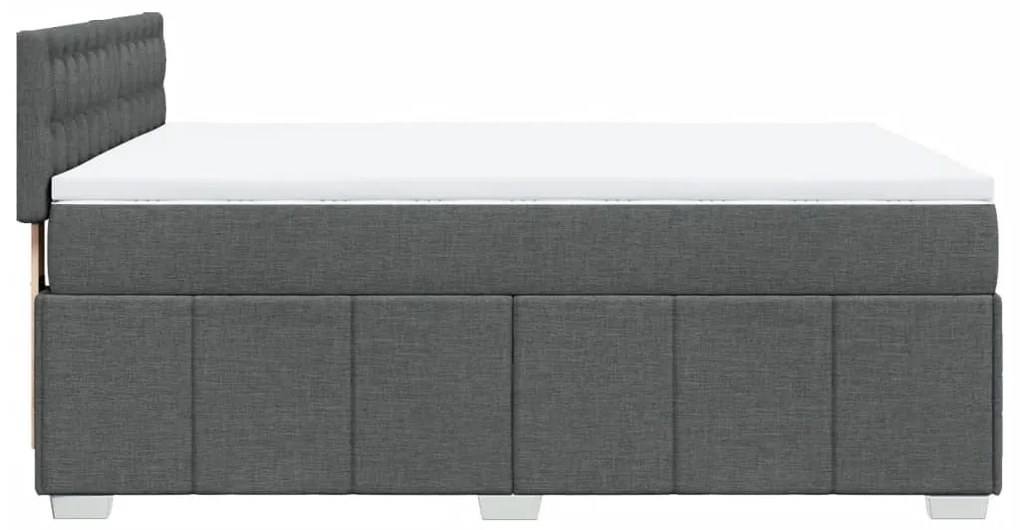 Κρεβάτι Boxspring με Στρώμα Σκούρο Γκρι 160x200 εκ Υφασμάτινο - Γκρι