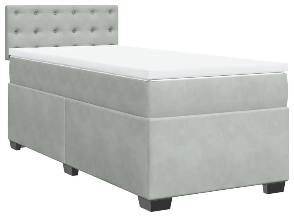 vidaXL Κρεβάτι Boxspring με Στρώμα Ανοιχτό Γκρι 80x200 εκ. Βελούδινο