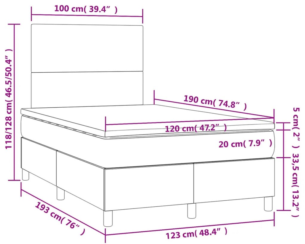 ΚΡΕΒΑΤΙ BOXSPRING ΜΕ ΣΤΡΩΜΑ TAUPE 120X190 ΕΚ. ΥΦΑΣΜΑΤΙΝΟ 3269871