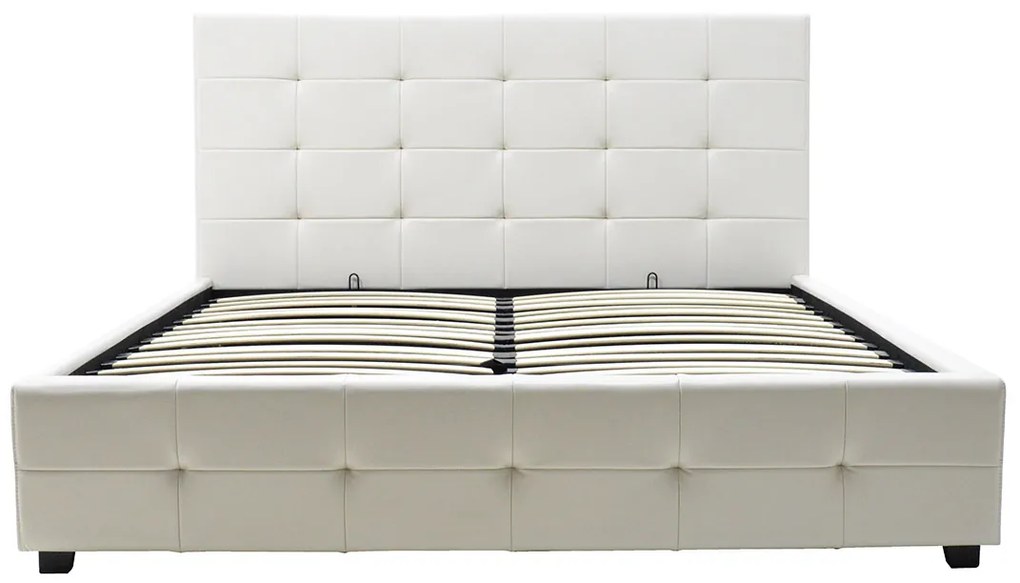 Κρεβάτι Roi pakoworld διπλό 160x200 PU λευκό ματ + αποθηκευτικό χώρο - Τεχνόδερμα -  006-000016
