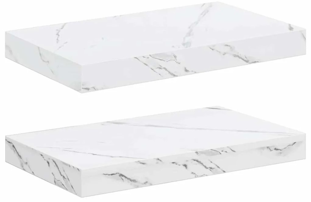 vidaXL Ράφι Τοίχου Επιτοίχιο 2 pcs Λευκό Μάρμαρο 40 x 23,5 x 4 εκ