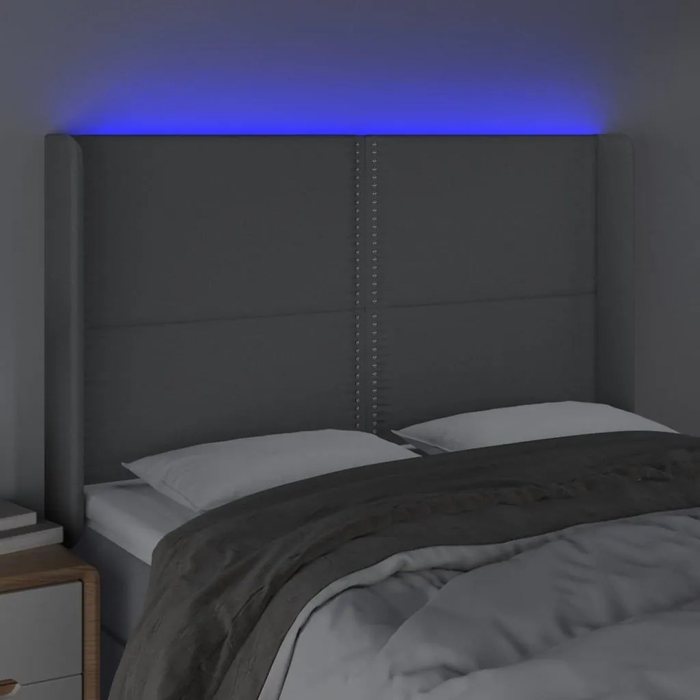 Κεφαλάρι Κρεβατιού LED Ανοιχτό Γκρι 147x16x118/128 εκ. - Γκρι