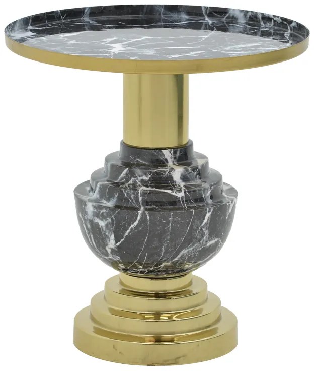 Βοηθητικό τραπέζι Cogent Inart pakoworld μαύρο-χρυσό μέταλλο Φ46x50εκ