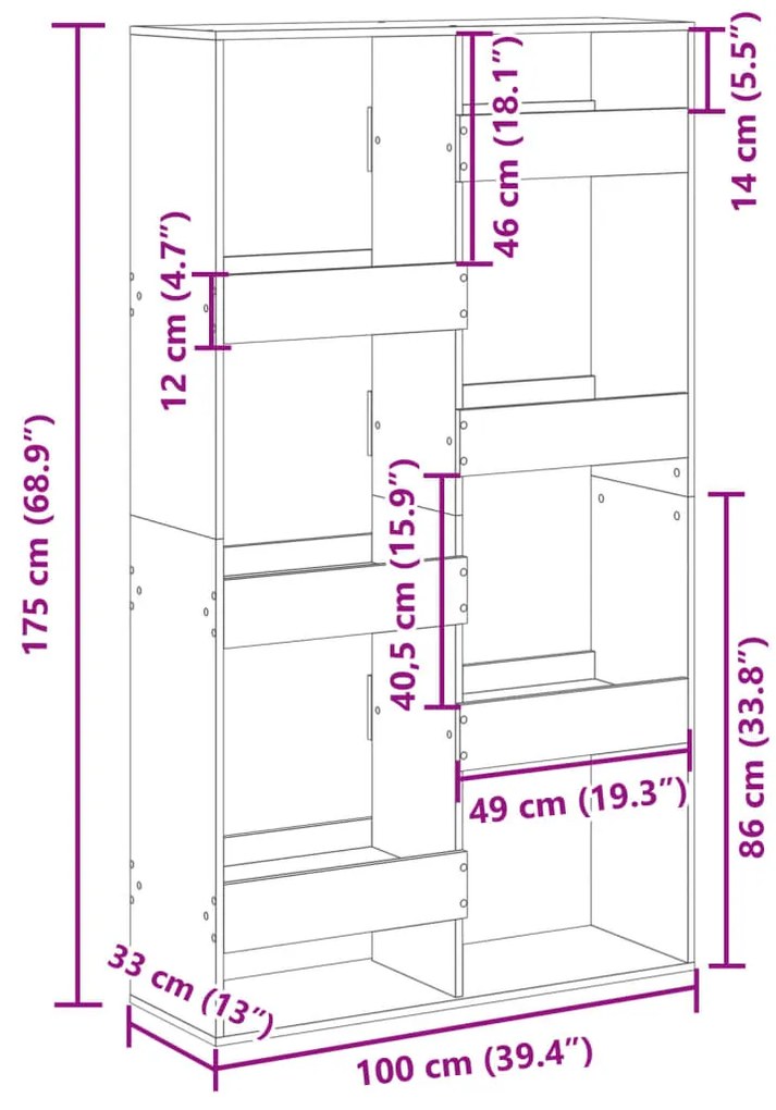 ΒΙΒΛΙΟΘΗΚΗ ΚΑΦΕ ΔΡΥΣ 100X33X175 ΕΚ. ΑΠΟ ΕΠΕΞΕΡΓΑΣΜΕΝΟ ΞΥΛΟ 3309408